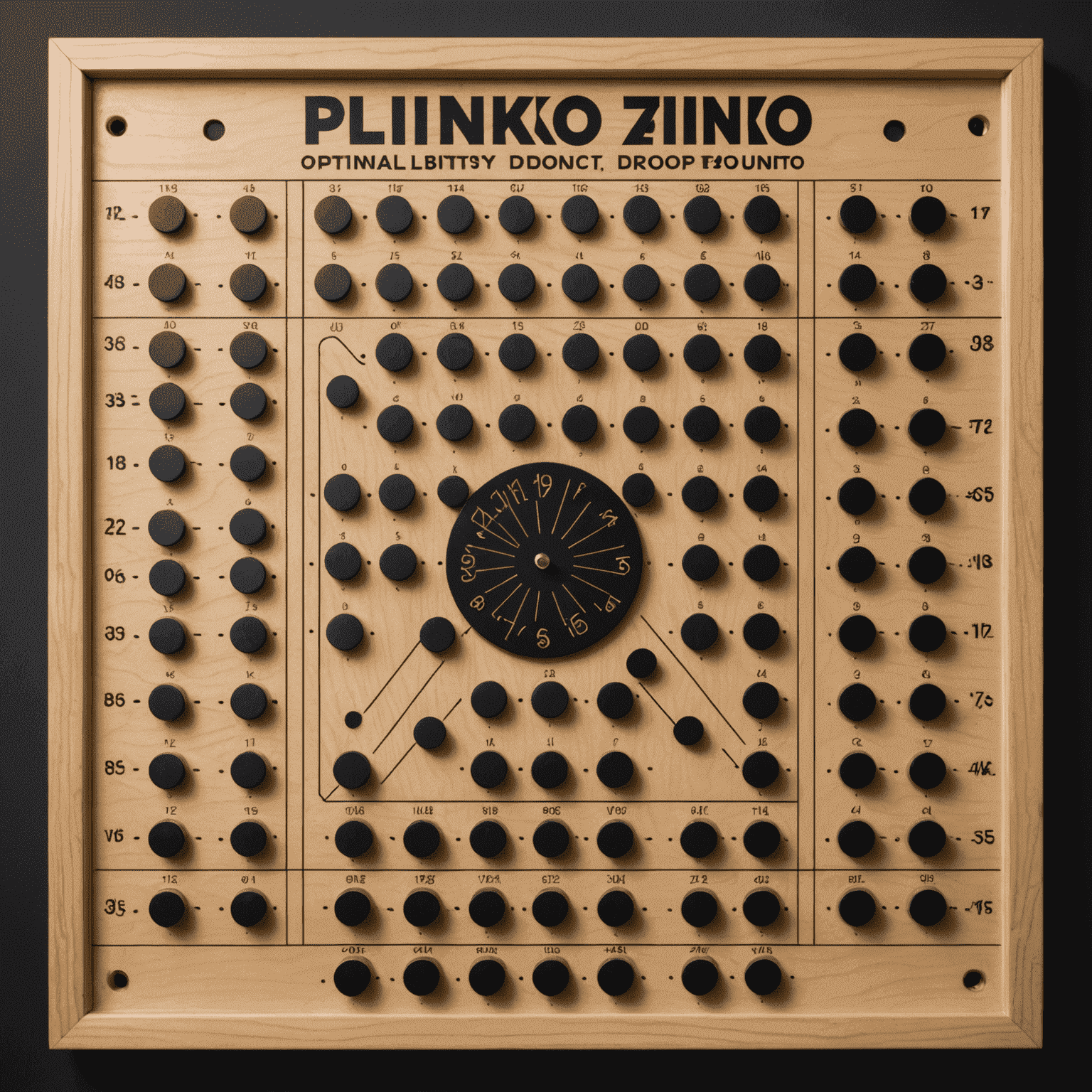 A diagram illustrating various Plinko drop patterns and probability zones on a Plinko board, with arrows indicating optimal drop points