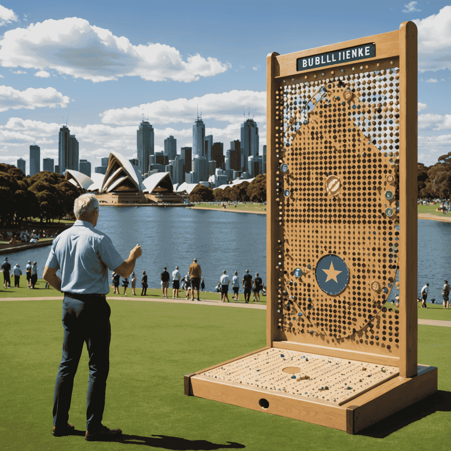 A montage of Australian landmarks with Plinko boards superimposed, showing players enjoying the game at various locations across the country